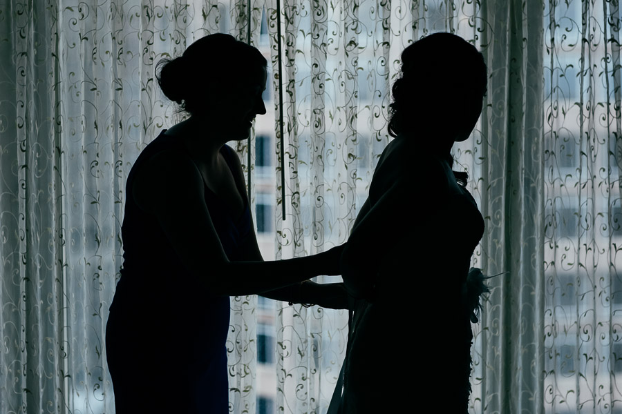 Bride getting ready Boston harbor hotel.