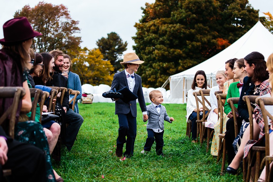 Outdoor ceremony ring bearers.