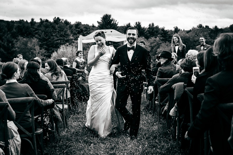 Rice toss bride and groom ceremony exit.